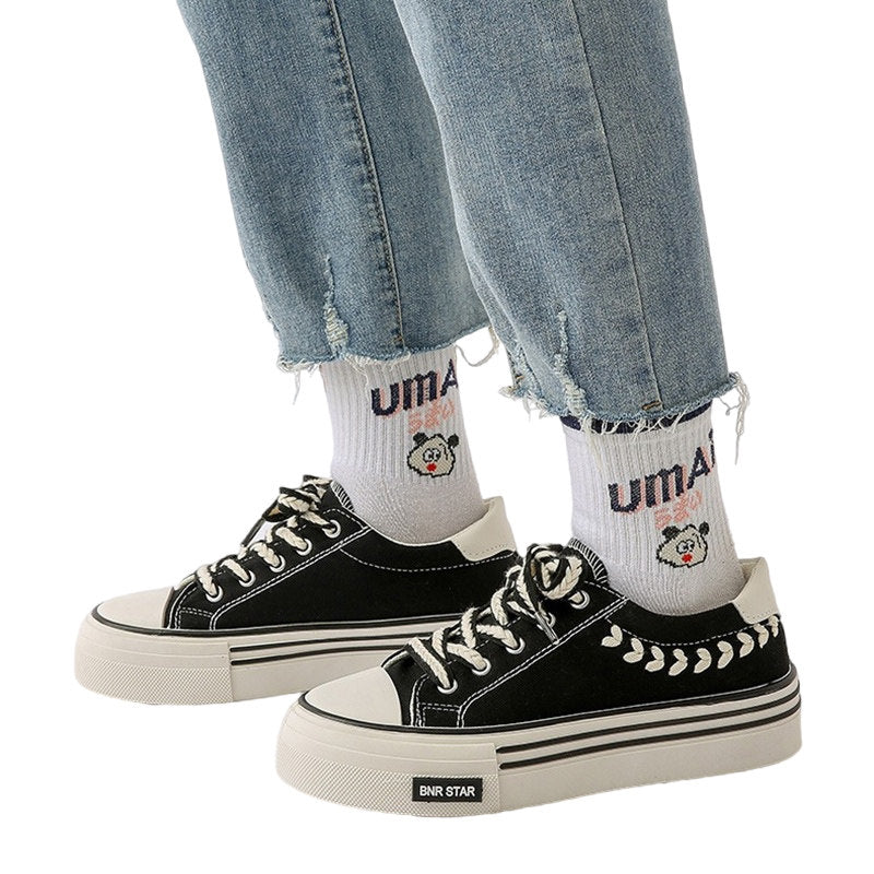 Women Casual Canvas Sneakers with Thick Sole