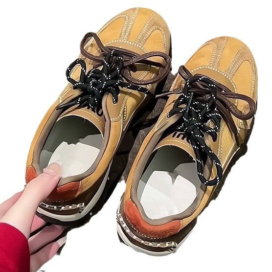 Cowhide Thick-Soled Casual Sneakers for Women