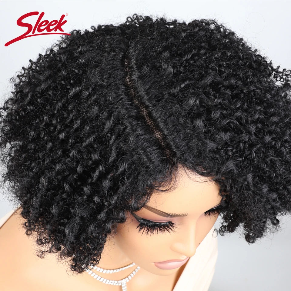 Brazilian Afro Kinky Curly Short Human Hair Bob Wigs Natural Black Deep Part Lace Type Black Dark Short Pixie Cut Bob Hair Wigs
