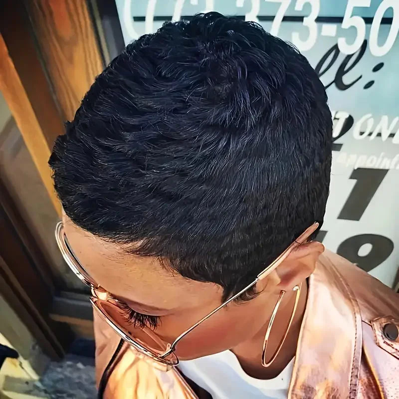 Short Bob Pixie Cut Wig Pixie Curly Human Hair Brazilian Hair Wig For Black Women Machine Made Wigs With Bangs Cheap No Lace Wig