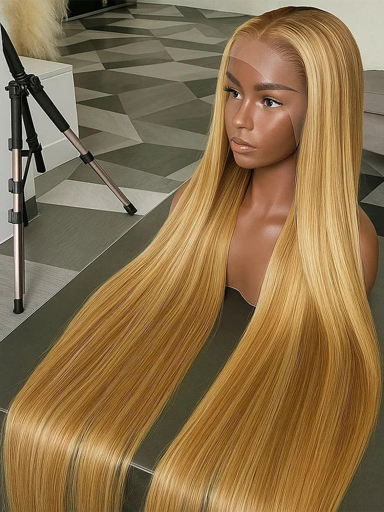 1B/27 Highlight Ombre blonde 13x4 Hd Lace Front Loose Deep Wave Wig Human Hair Brazilian 30 Inch Water Wave Curly Human Hair Wig