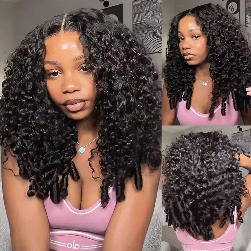 40 Inch 12A Burmese Curly Human Hair Wigs Brazilian Pixie Curls 250% Transparent Lace Frontal Wig For Women Burmese Curly Wig