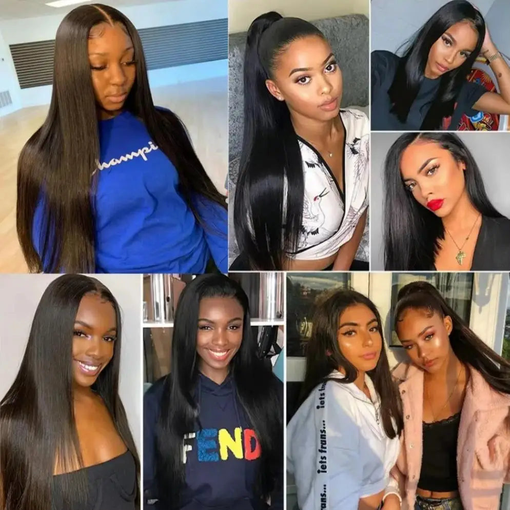 13x4 Brazilian Human Hair Wear and Go 200 Density Straight 13x6 Hd Lace Frontal Wigs Natural Black Pre Plucked with Baby Hair