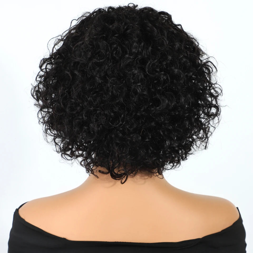 Headband Curly Bob Brazilian Natural Black Curly Headband Wig Human Hair Glueless Wear And Go Wig No Lace Front Elastic Band Wig