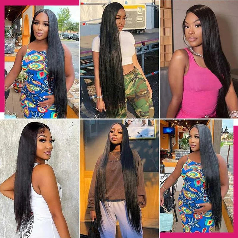 13x4 Brazilian Human Hair Wear and Go 200 Density Straight 13x6 Hd Lace Frontal Wigs Natural Black Pre Plucked with Baby Hair