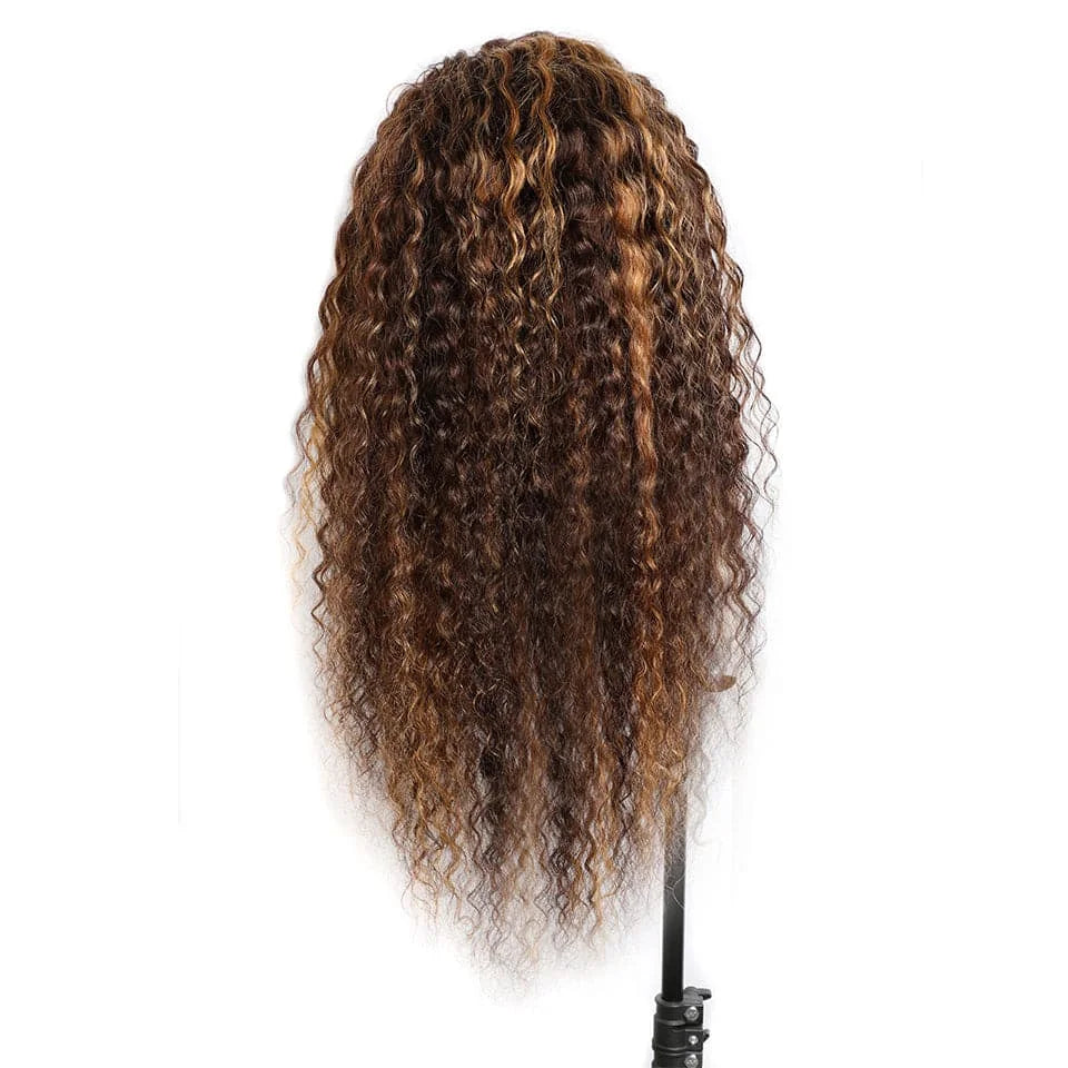 Blonde Highlight Headband Wig 4/27 Highglight Wig Curly Human Hair Wigs For Women Ombre Colored Brazilian Scarf Wig On Sale 180%