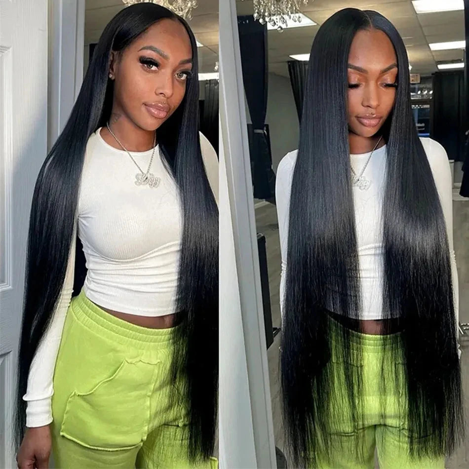 13x4 Brazilian Human Hair Wear and Go 200 Density Straight 13x6 Hd Lace Frontal Wigs Natural Black Pre Plucked with Baby Hair