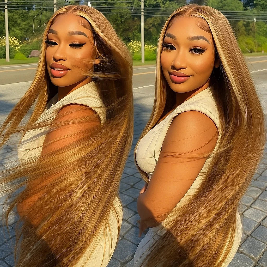 1B/27 Highlight Ombre blonde 13x4 Hd Lace Front Loose Deep Wave Wig Human Hair Brazilian 30 Inch Water Wave Curly Human Hair Wig