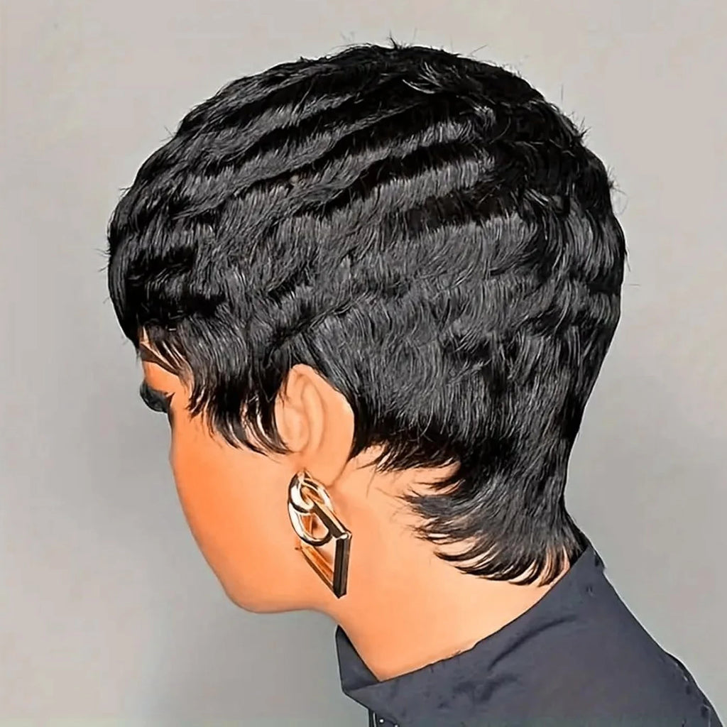 Brazilian Remy Human Hair Pixie Cut Wigs Short Prepluck Wig Cheap Full Machine Made Human Hair Wigs For Black Women Pixie Wigs