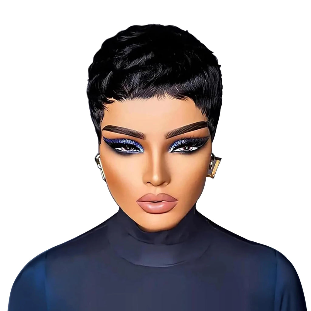 Brazilian Remy Human Hair Pixie Cut Wigs Short Prepluck Wig Cheap Full Machine Made Human Hair Wigs For Black Women Pixie Wigs