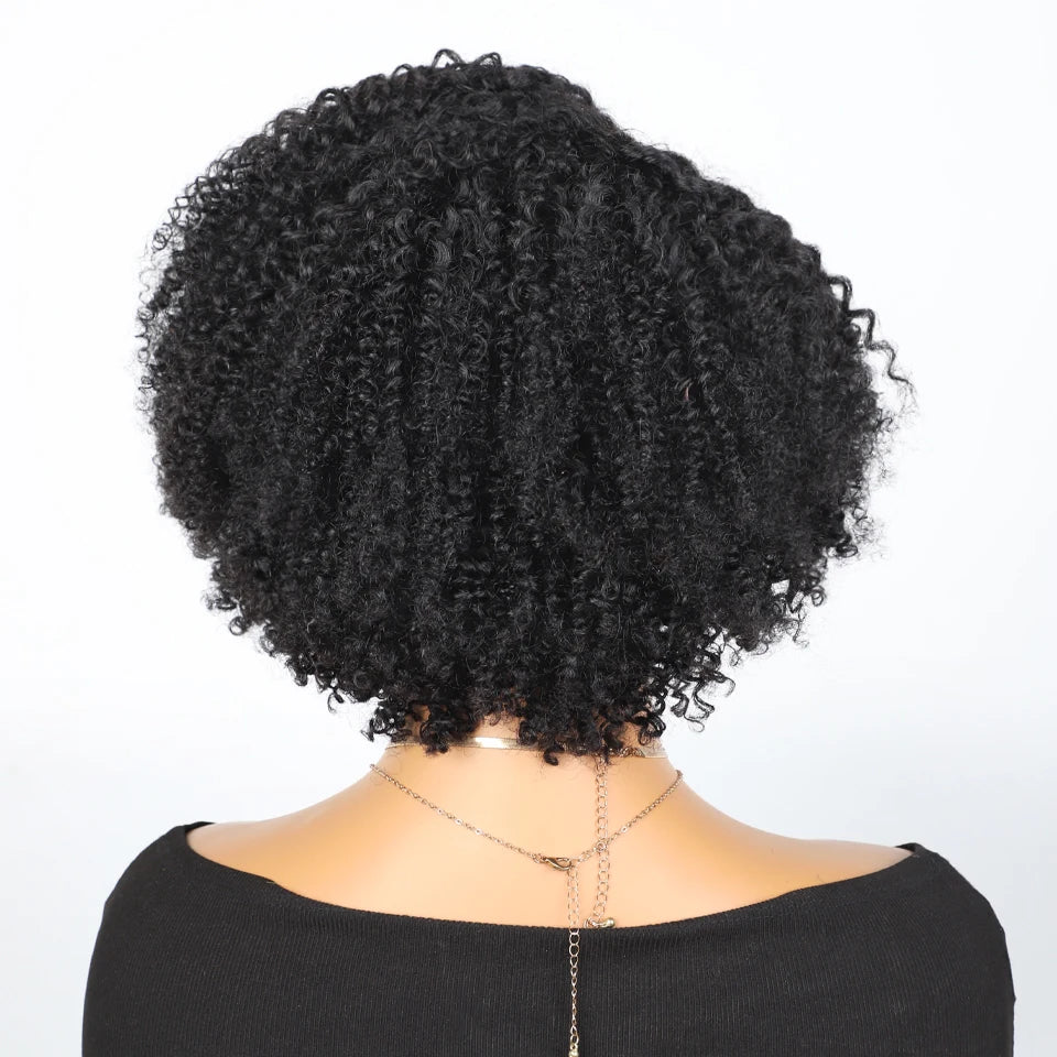 Short Bob Lace Wig Afro Kinky Curly Brazilian Deep Curly Human Hair Wig With Baby Hair Pixie Water Wave Bob Wig For Black Women