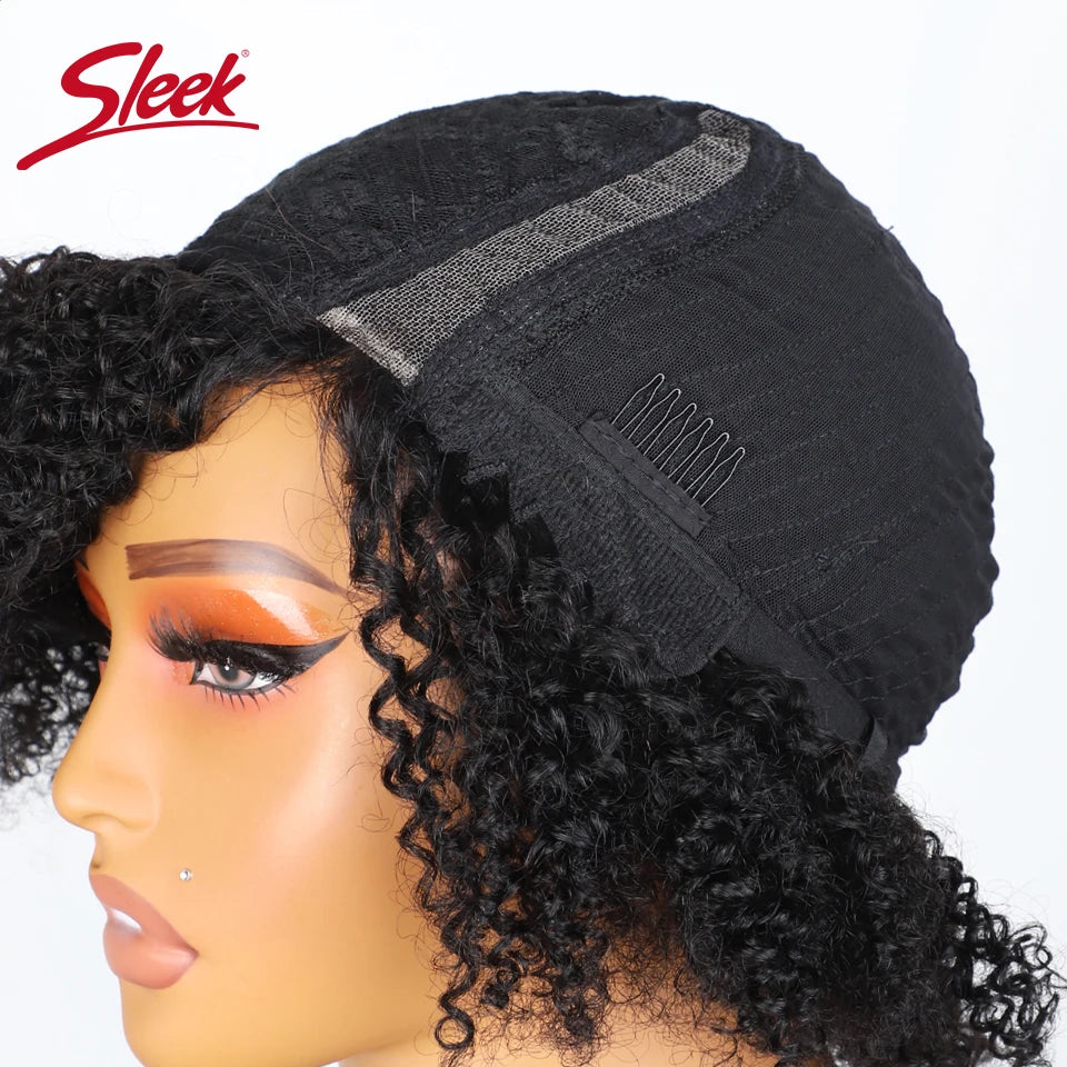 Brazilian Afro Kinky Curly Short Human Hair Bob Wigs Natural Black Deep Part Lace Type Black Dark Short Pixie Cut Bob Hair Wigs