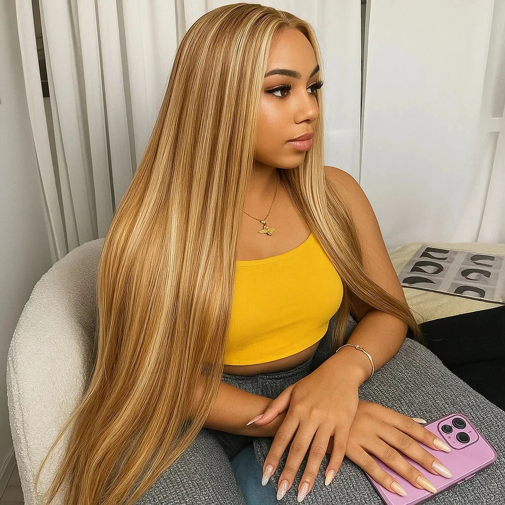 1B/27 Highlight Ombre blonde 13x4 Hd Lace Front Loose Deep Wave Wig Human Hair Brazilian 30 Inch Water Wave Curly Human Hair Wig