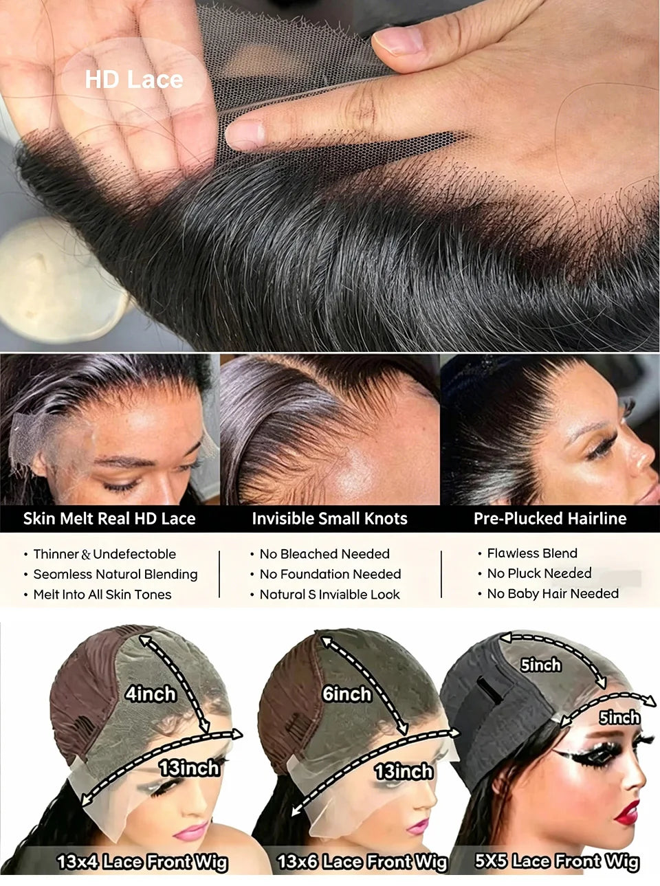 13x4 Brazilian Human Hair Wear and Go 200 Density Straight 13x6 Hd Lace Frontal Wigs Natural Black Pre Plucked with Baby Hair