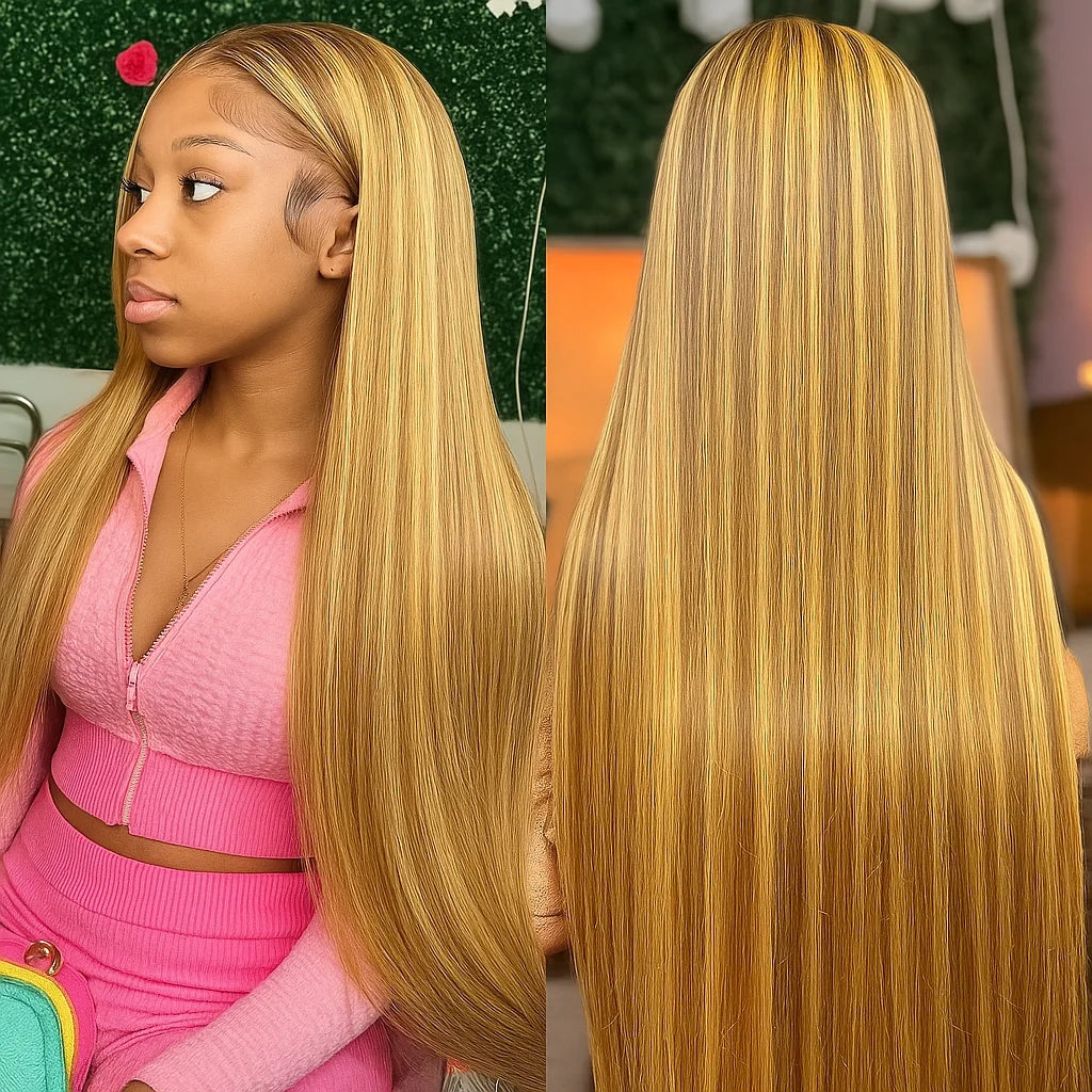 1B/27 Highlight Ombre blonde 13x4 Hd Lace Front Loose Deep Wave Wig Human Hair Brazilian 30 Inch Water Wave Curly Human Hair Wig
