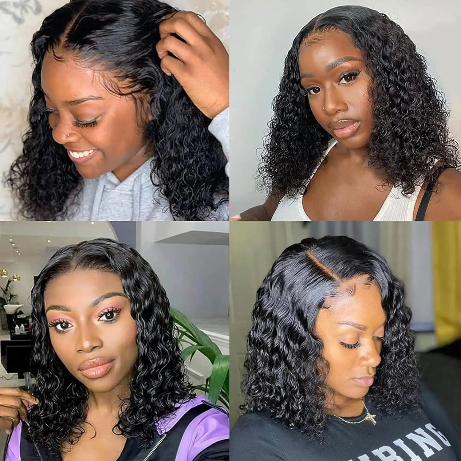 Brazilian Hair Kinky Curly 4X4 Lace Closure Short Bob Wig 100% Human Hair Wig For Women 13x4 Lace bob Virgin hair Jerry Curl Wig