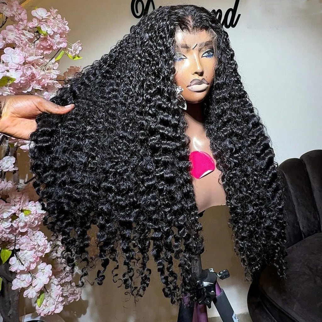 40 Inch 12A Burmese Curly Human Hair Wigs Brazilian Pixie Curls 250% Transparent Lace Frontal Wig For Women Burmese Curly Wig