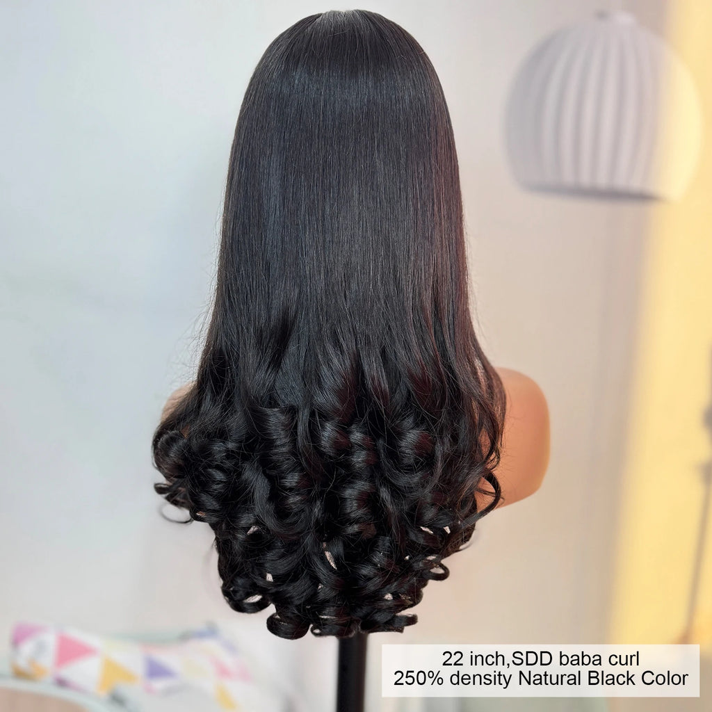 Raw Vietnamese Hair Baba Curl 13x4 Lace Front Human Hair Wigs 200% Density Pre Plucked