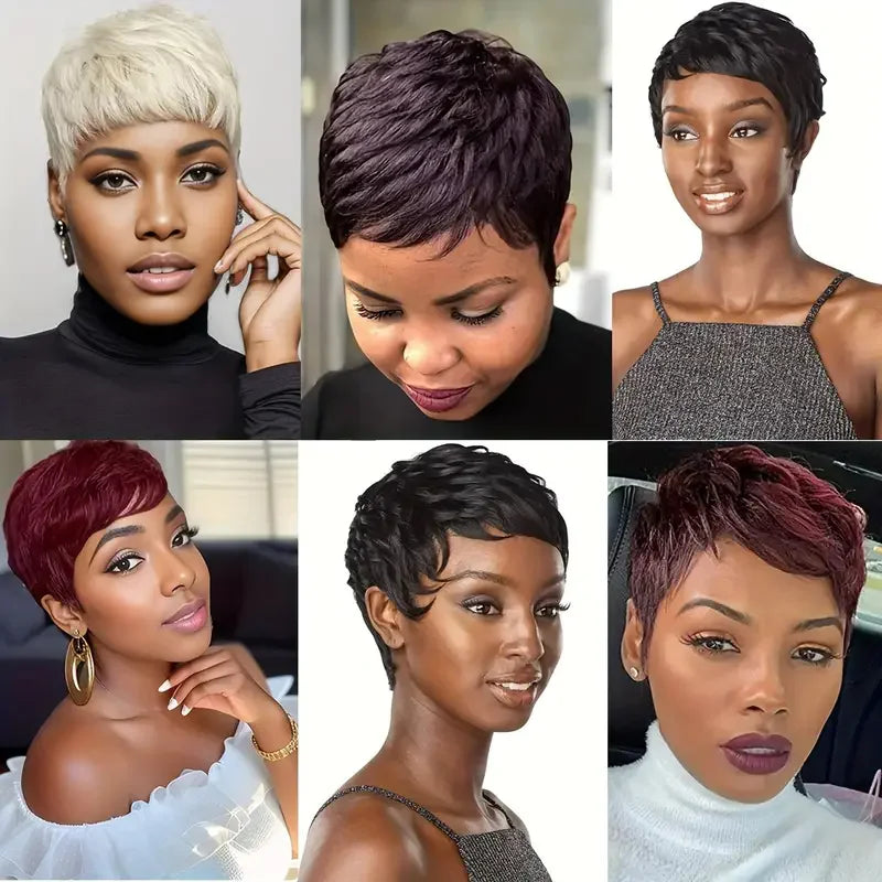 Short Bob Pixie Cut Wig Pixie Curly Human Hair Brazilian Hair Wig For Black Women Machine Made Wigs With Bangs Cheap No Lace Wig