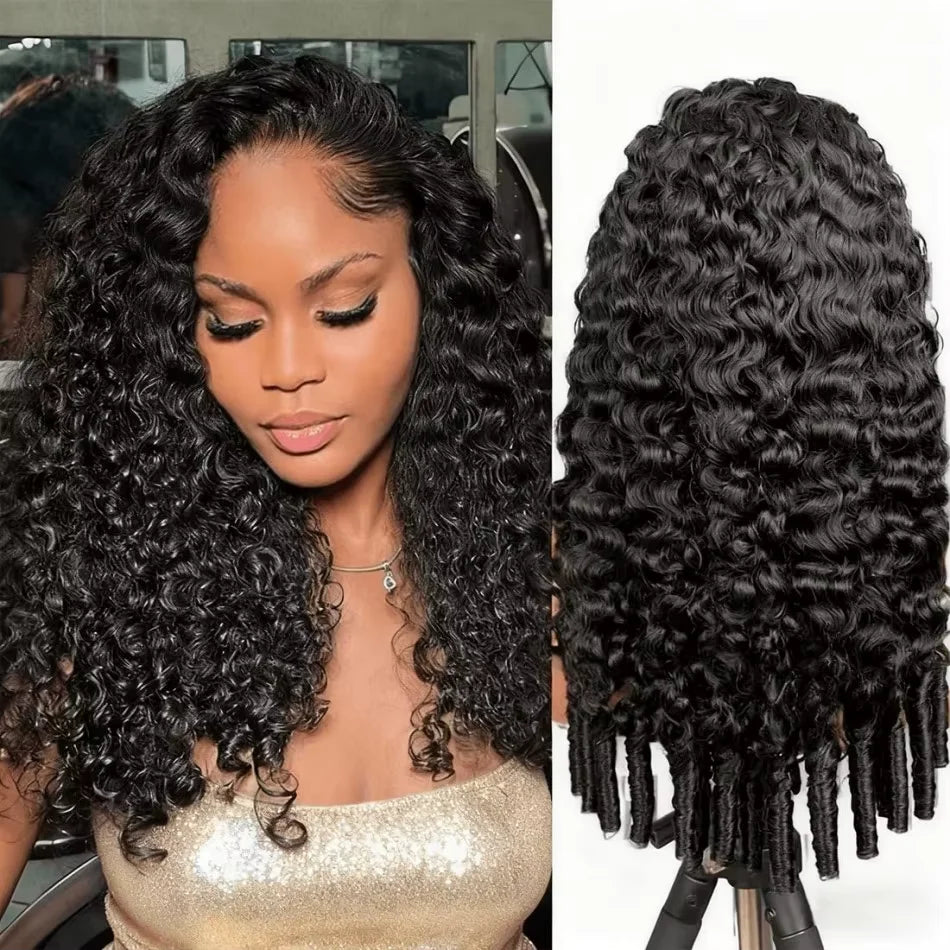 40 Inch 12A Burmese Curly Human Hair Wigs Brazilian Pixie Curls 250% Transparent Lace Frontal Wig For Women Burmese Curly Wig