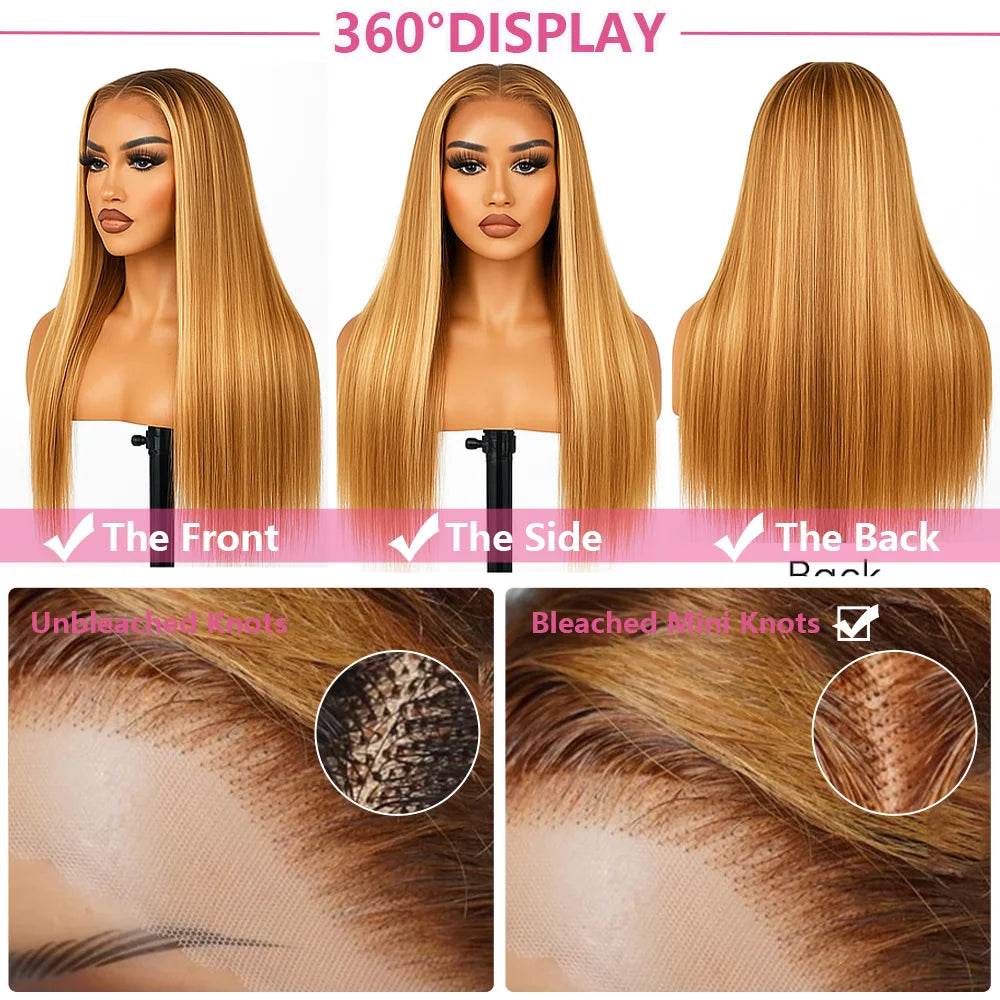 1B/27 Highlight Ombre blonde 13x4 Hd Lace Front Loose Deep Wave Wig Human Hair Brazilian 30 Inch Water Wave Curly Human Hair Wig
