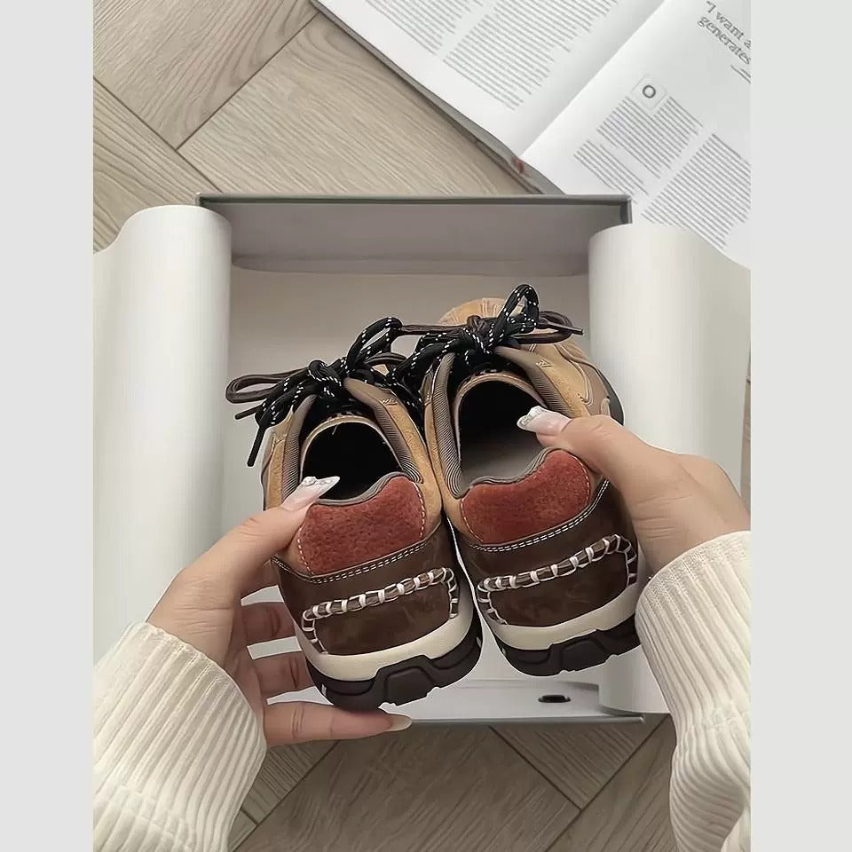 Cowhide Thick-Soled Casual Sneakers for Women