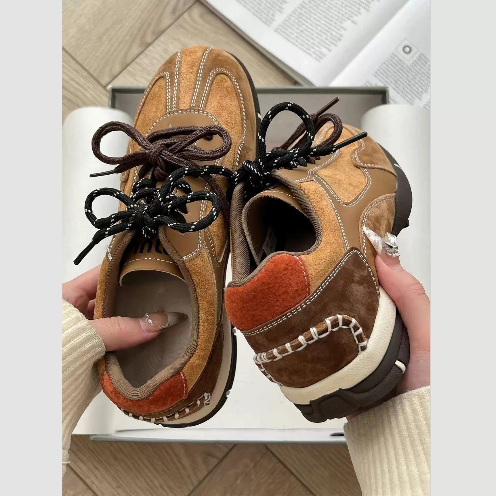 Cowhide Thick-Soled Casual Sneakers for Women